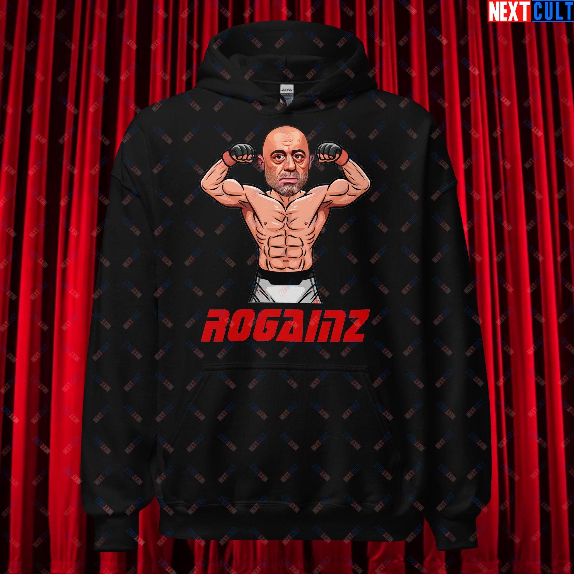 Rogainz Joe Rogan UFC MMA Martial Arts BJJ Jiu-Jitsu Gym Gains Workout Funny JRE Podcast Unisex Hoodie Black Hoodies Bodybuilding Fitness Gym Joe Rogan Podcasts Stand-up Comedy UFC Workout Next Cult Brand