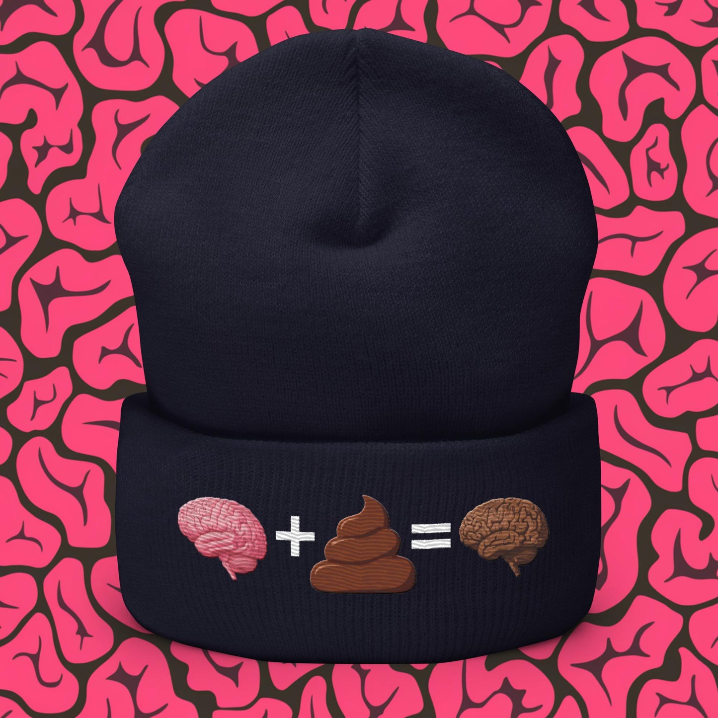Shit For Brains Funny Math Equation Cuffed Beanie Navy Hats Brains Life Math Next Cult Brand