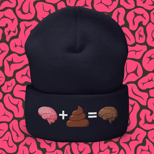 Shit For Brains Funny Math Equation Cuffed Beanie Navy Hats Brains Life Math Next Cult Brand