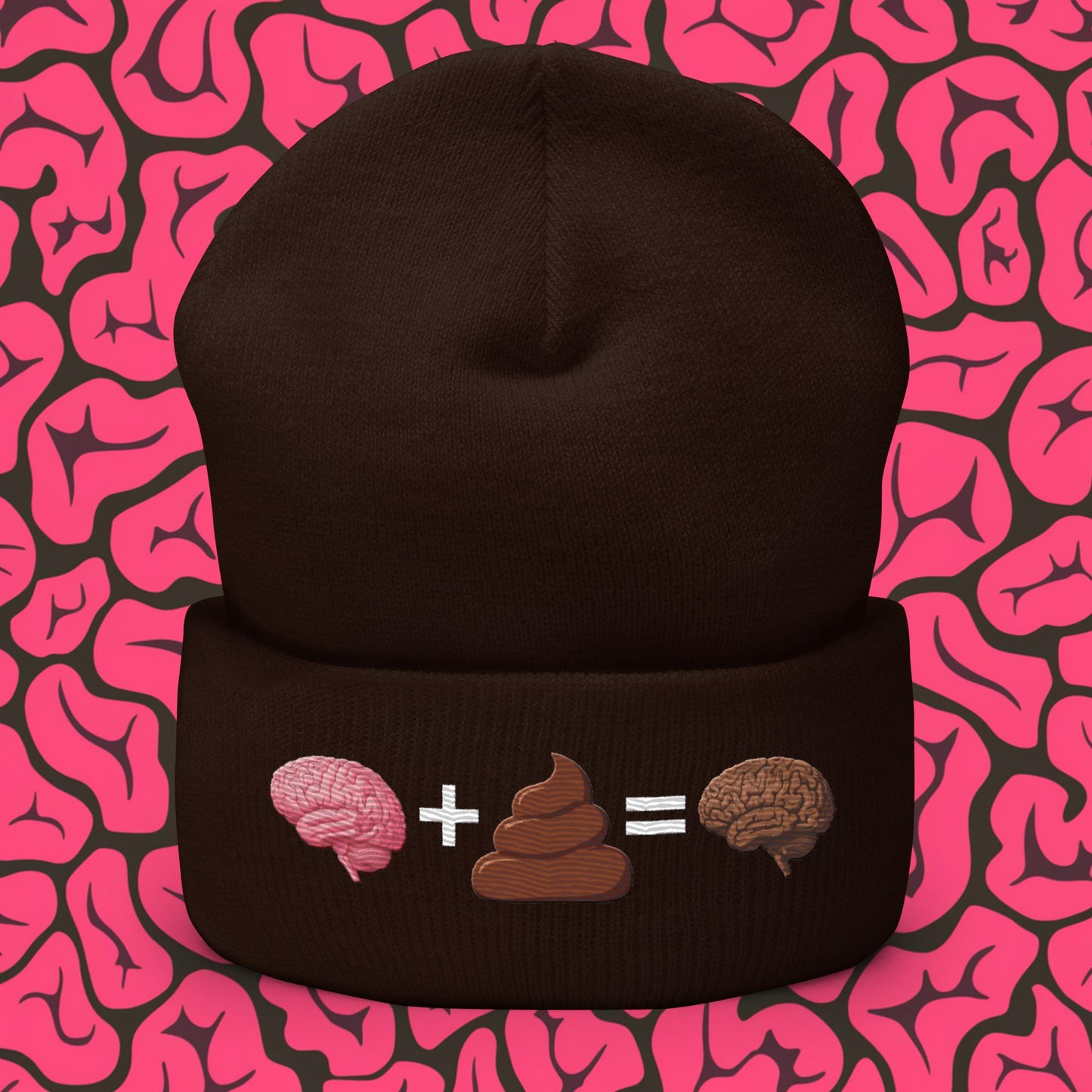 Shit For Brains Funny Math Equation Cuffed Beanie Brown Hats Brains Life Math Next Cult Brand