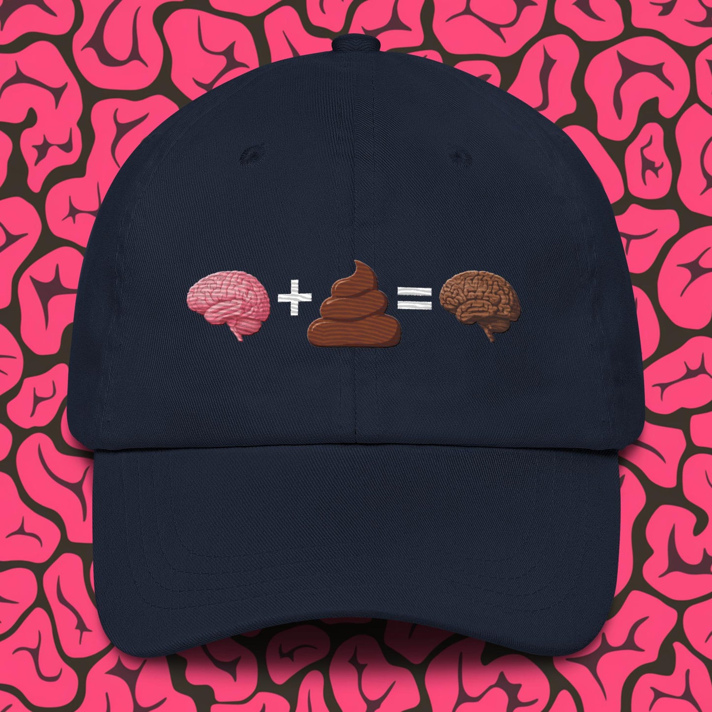 Shit For Brains Funny Math Equation Dad hat Navy Hats Brains Life Math Next Cult Brand