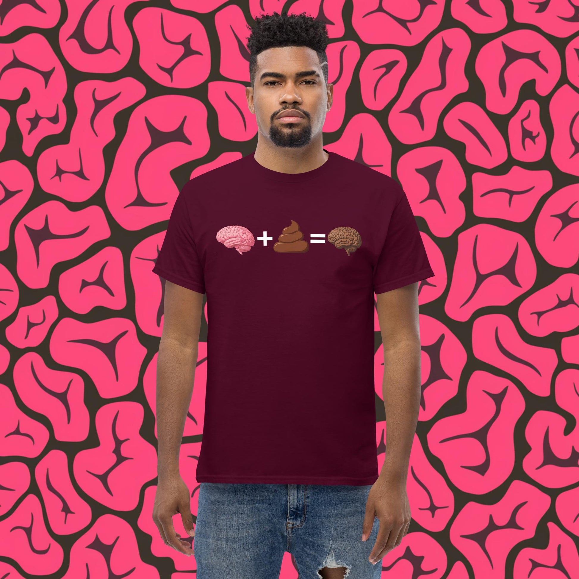 Shit For Brains Funny Math Equation Unisex tee Maroon T-shirts Brains Life Math Next Cult Brand