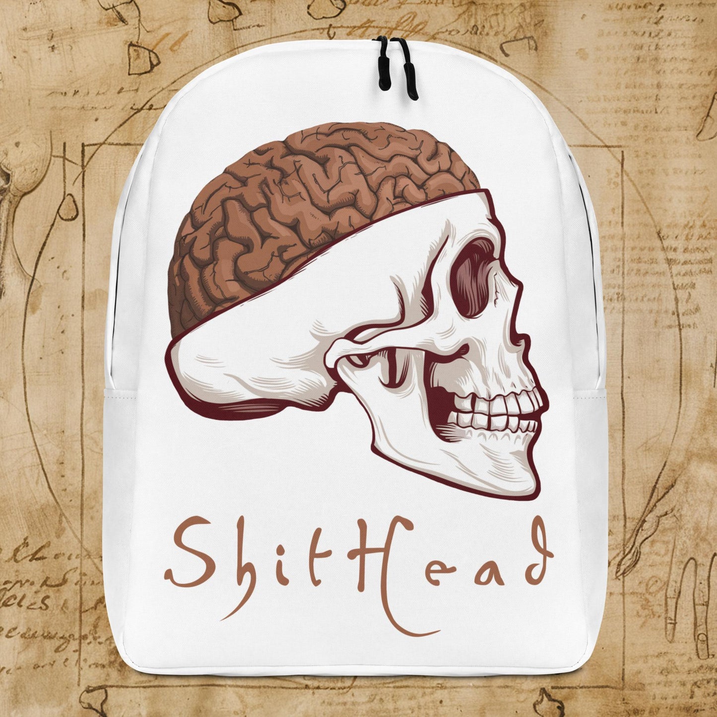 ShitHead Funny Leonardo da Vinci Drawing Backpack Default Title Bags Brains Feelings Leonardo da Vinci Life Next Cult Brand