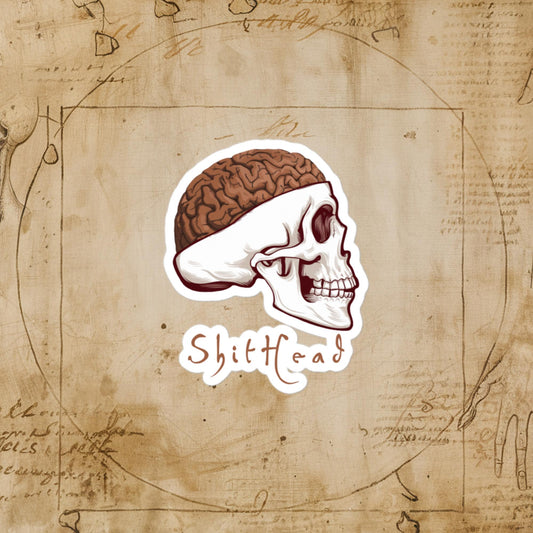 ShitHead Funny Leonardo da Vinci Drawing Bubble-free stickers 3″×3″ Stickers Brains Feelings Leonardo da Vinci Life Next Cult Brand