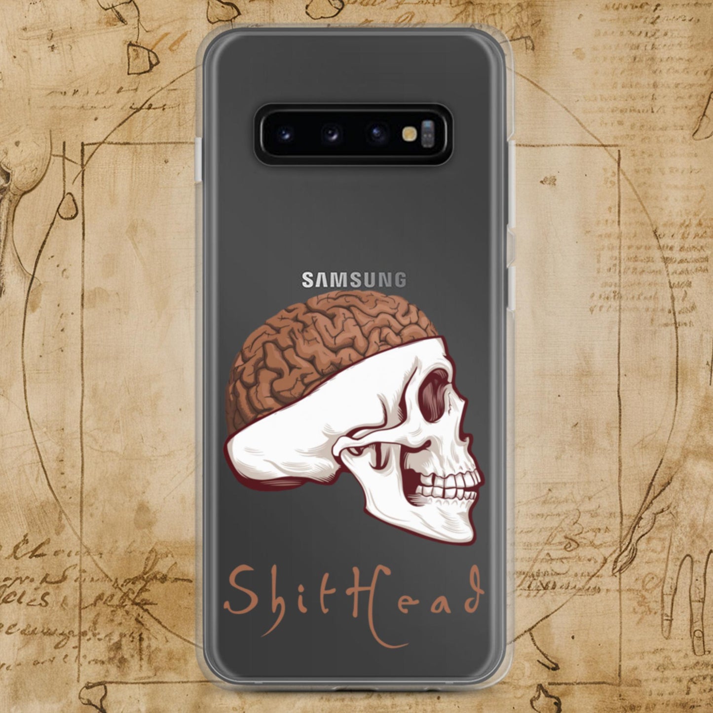 ShitHead Funny Leonardo da Vinci Drawing Clear Case for Samsung Samsung Galaxy S10+ Mobile Phone Cases Brains Feelings Leonardo da Vinci Life Next Cult Brand