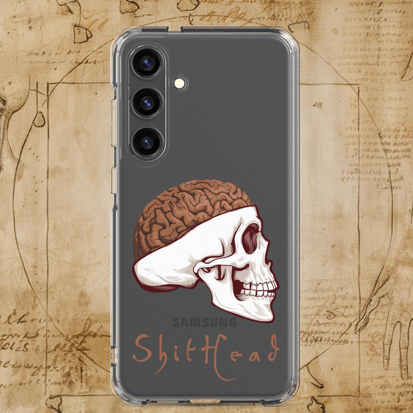 ShitHead Funny Leonardo da Vinci Drawing Clear Case for Samsung Samsung Galaxy S24 Plus Mobile Phone Cases Brains Feelings Leonardo da Vinci Life Next Cult Brand