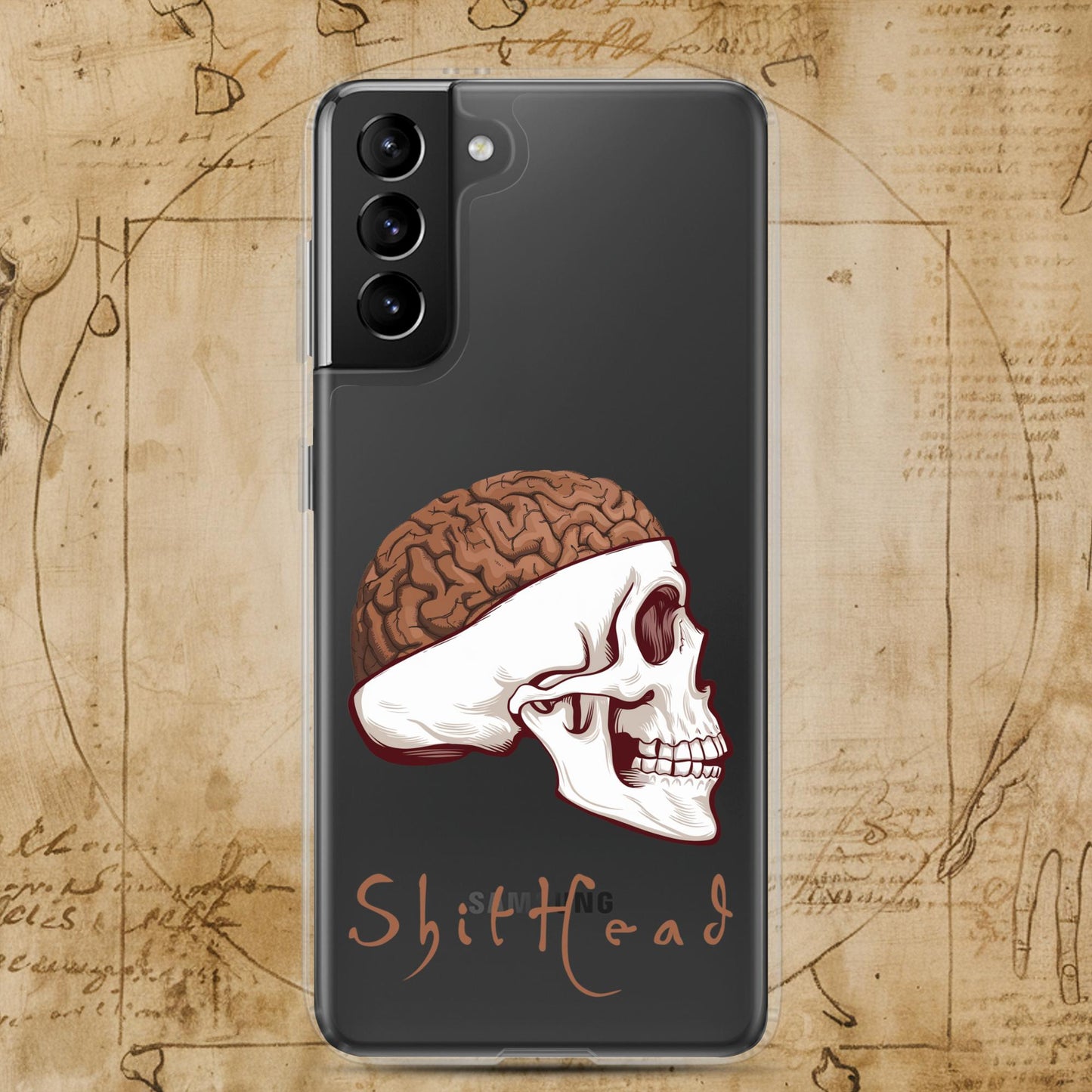 ShitHead Funny Leonardo da Vinci Drawing Clear Case for Samsung Samsung Galaxy S21 Plus Mobile Phone Cases Brains Feelings Leonardo da Vinci Life Next Cult Brand