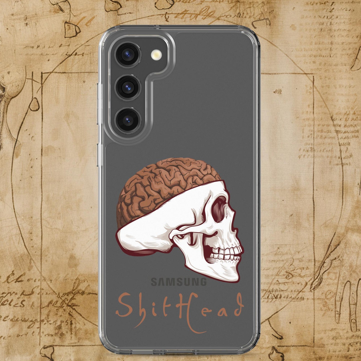 ShitHead Funny Leonardo da Vinci Drawing Clear Case for Samsung Samsung Galaxy S23 Plus Mobile Phone Cases Brains Feelings Leonardo da Vinci Life Next Cult Brand