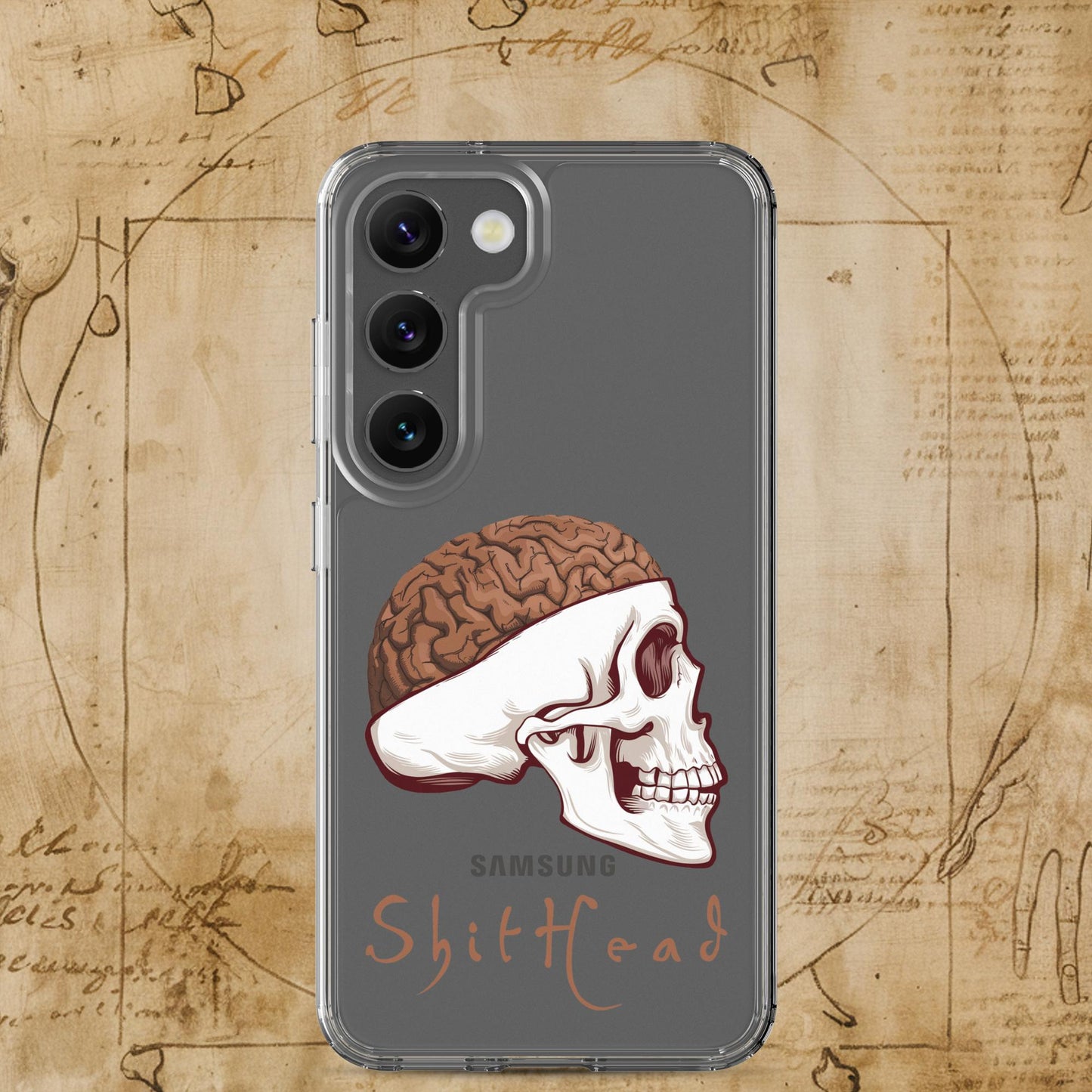 ShitHead Funny Leonardo da Vinci Drawing Clear Case for Samsung Samsung Galaxy S23 Mobile Phone Cases Brains Feelings Leonardo da Vinci Life Next Cult Brand
