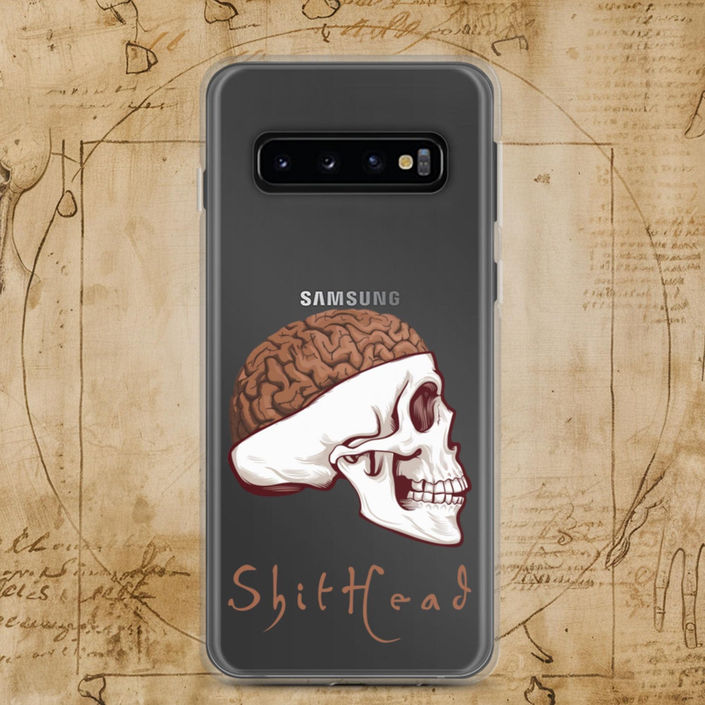 ShitHead Funny Leonardo da Vinci Drawing Clear Case for Samsung Samsung Galaxy S10 Mobile Phone Cases Brains Feelings Leonardo da Vinci Life Next Cult Brand
