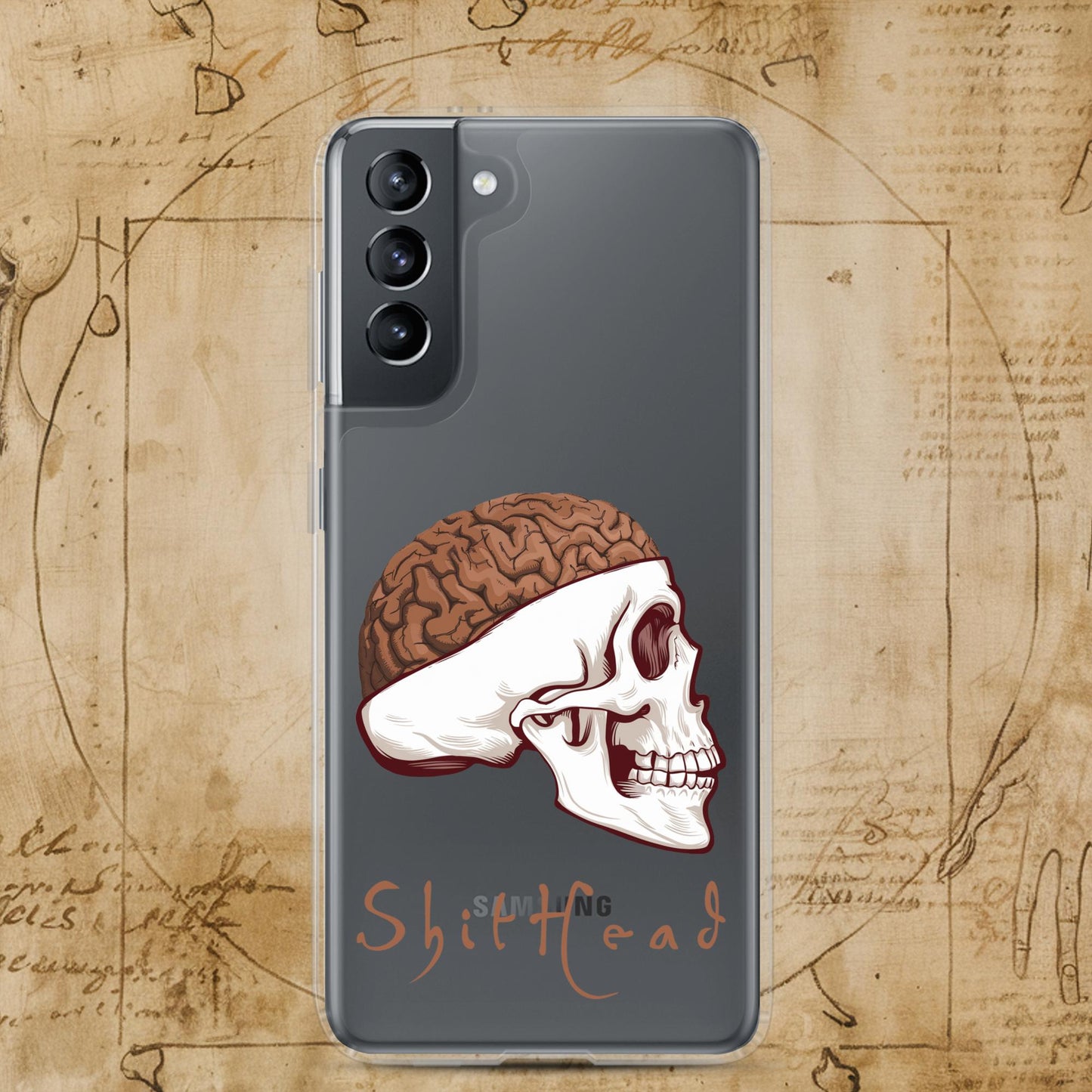 ShitHead Funny Leonardo da Vinci Drawing Clear Case for Samsung Samsung Galaxy S21 Mobile Phone Cases Brains Feelings Leonardo da Vinci Life Next Cult Brand