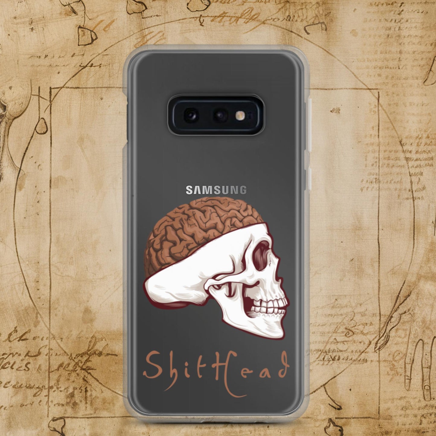 ShitHead Funny Leonardo da Vinci Drawing Clear Case for Samsung Samsung Galaxy S10e Mobile Phone Cases Brains Feelings Leonardo da Vinci Life Next Cult Brand
