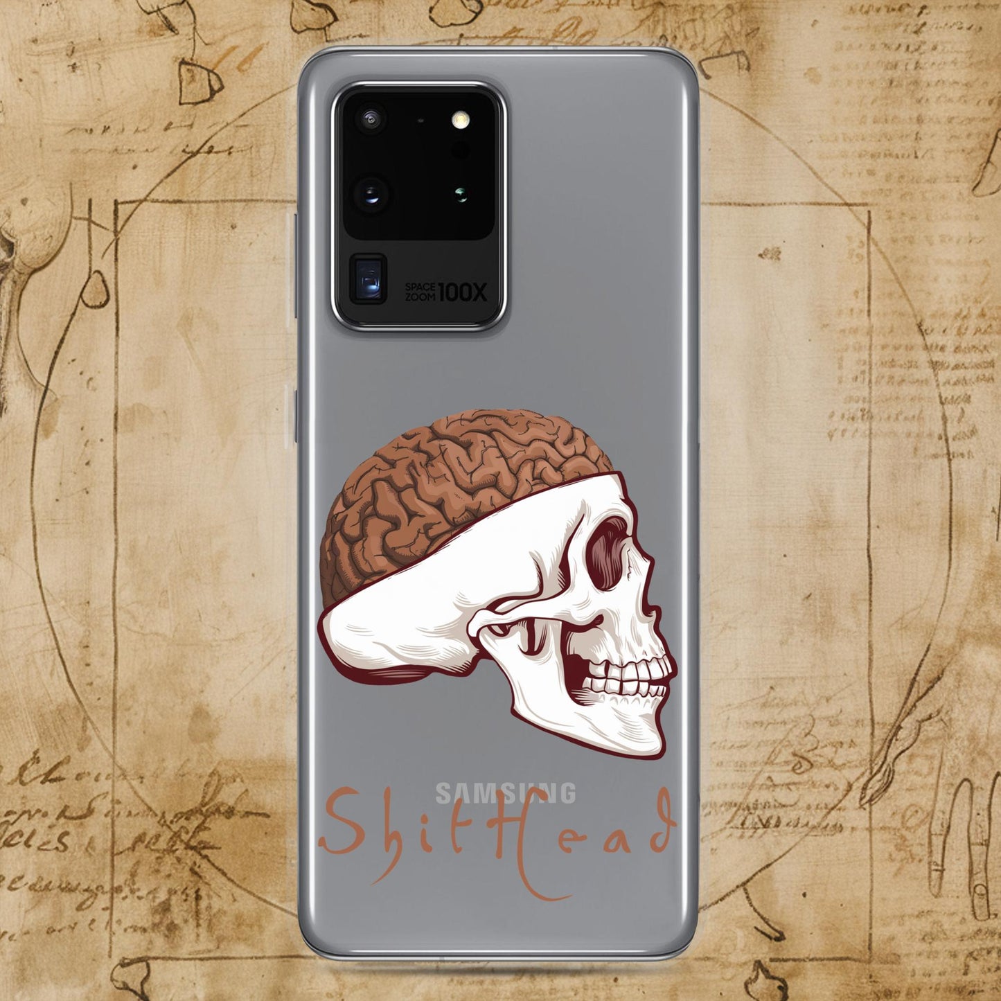 ShitHead Funny Leonardo da Vinci Drawing Clear Case for Samsung Samsung Galaxy S20 Ultra Mobile Phone Cases Brains Feelings Leonardo da Vinci Life Next Cult Brand