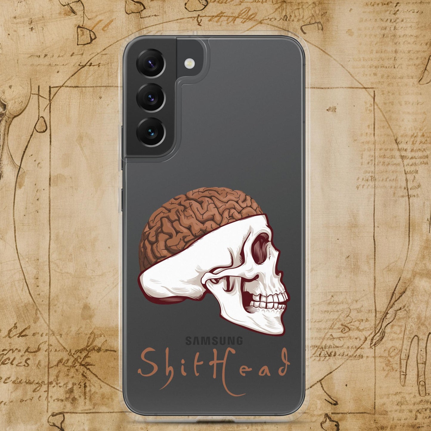ShitHead Funny Leonardo da Vinci Drawing Clear Case for Samsung Samsung Galaxy S22 Plus Mobile Phone Cases Brains Feelings Leonardo da Vinci Life Next Cult Brand