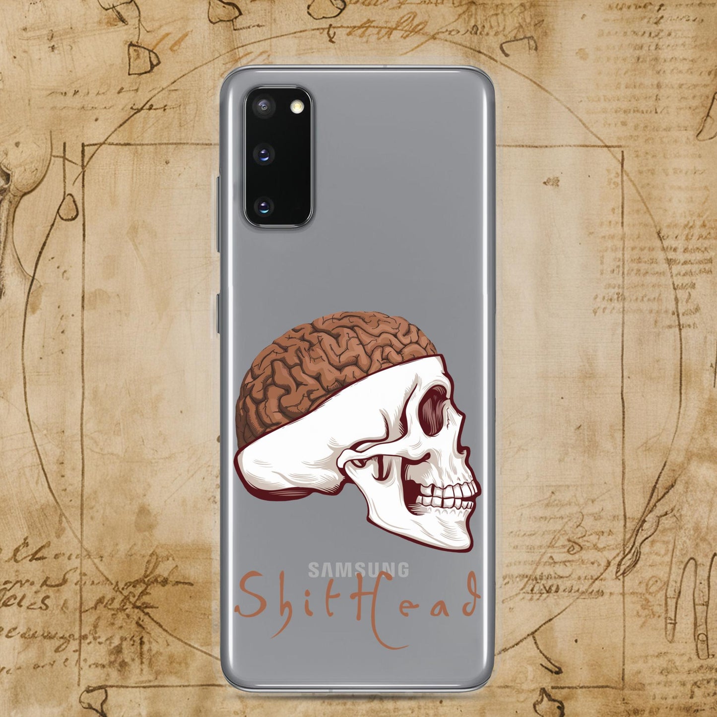 ShitHead Funny Leonardo da Vinci Drawing Clear Case for Samsung Samsung Galaxy S20 Mobile Phone Cases Brains Feelings Leonardo da Vinci Life Next Cult Brand
