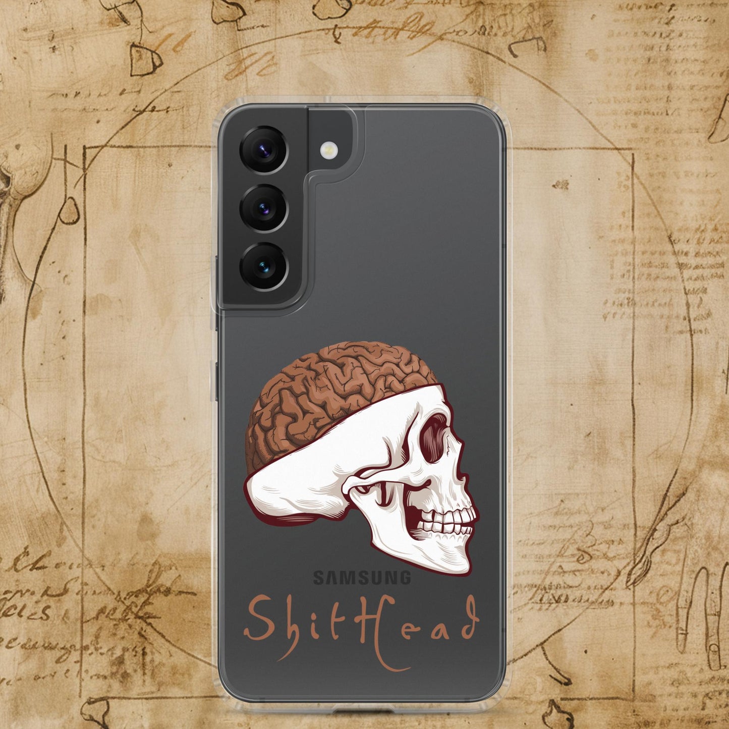 ShitHead Funny Leonardo da Vinci Drawing Clear Case for Samsung Samsung Galaxy S22 Mobile Phone Cases Brains Feelings Leonardo da Vinci Life Next Cult Brand