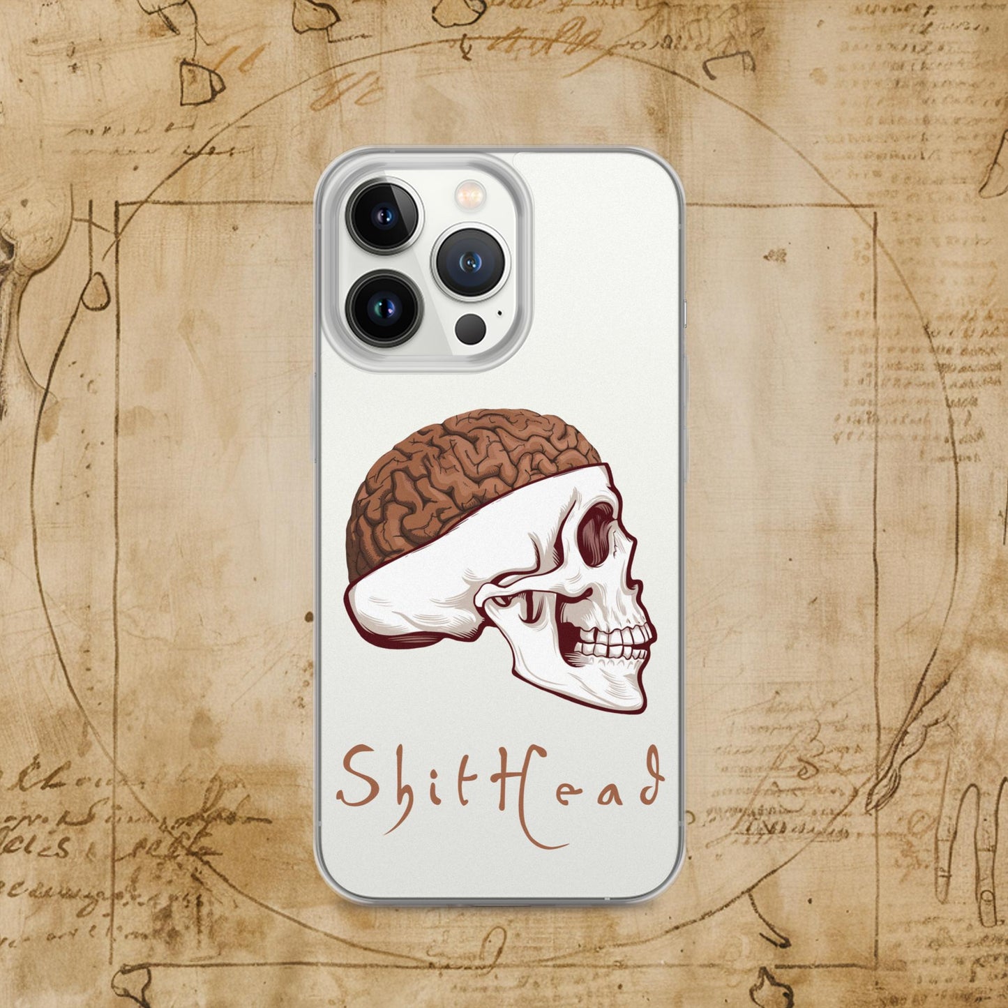 ShitHead Funny Leonardo da Vinci Drawing Clear Case for iPhone iPhone 13 Pro Mobile Phone Cases Brains Feelings Leonardo da Vinci Life Next Cult Brand