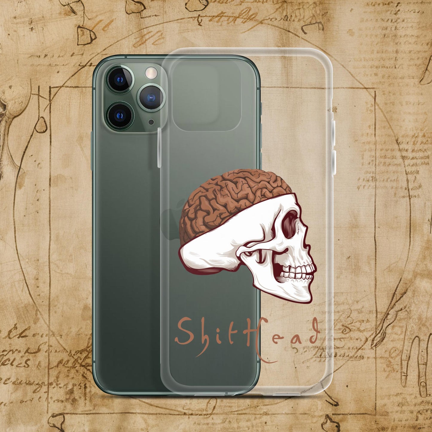 ShitHead Funny Leonardo da Vinci Drawing Clear Case for iPhone iPhone 11 Pro Mobile Phone Cases Brains Feelings Leonardo da Vinci Life Next Cult Brand
