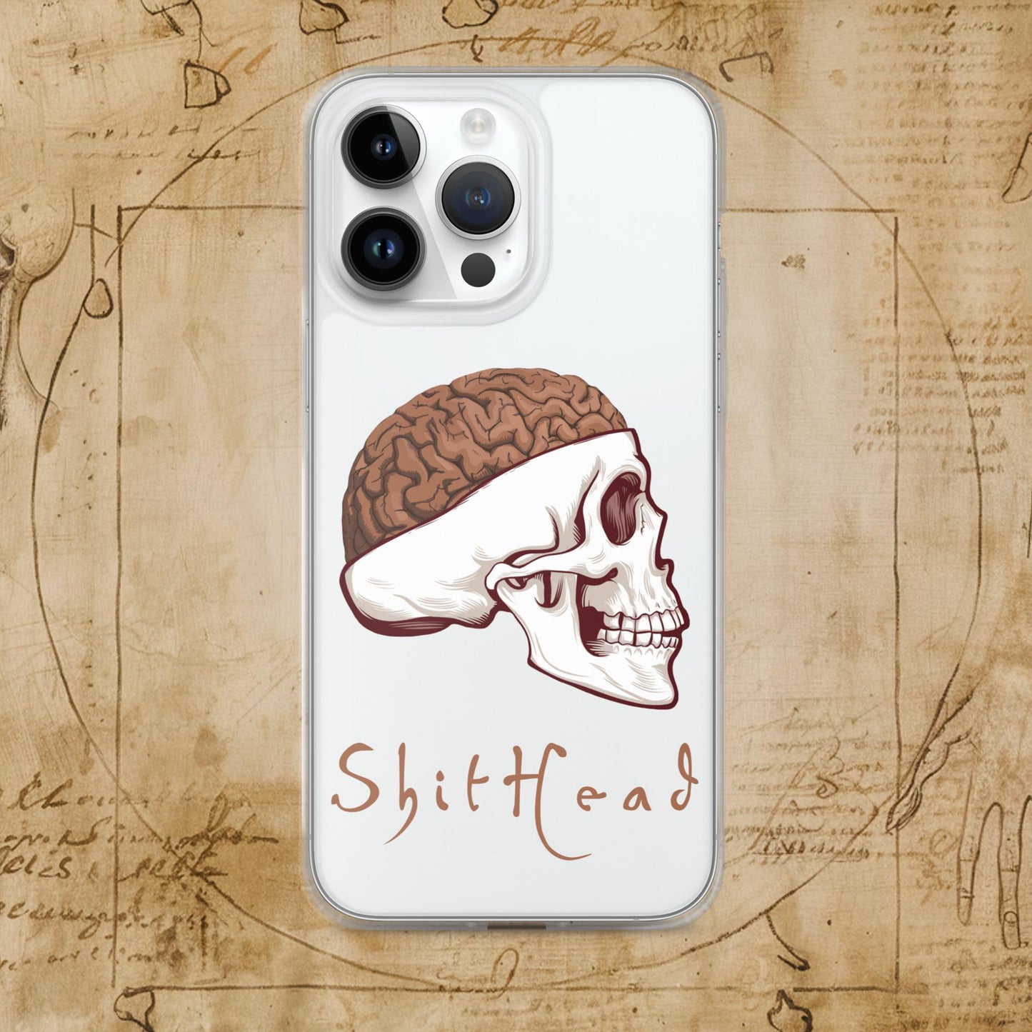 ShitHead Funny Leonardo da Vinci Drawing Clear Case for iPhone iPhone 14 Pro Max Mobile Phone Cases Brains Feelings Leonardo da Vinci Life Next Cult Brand