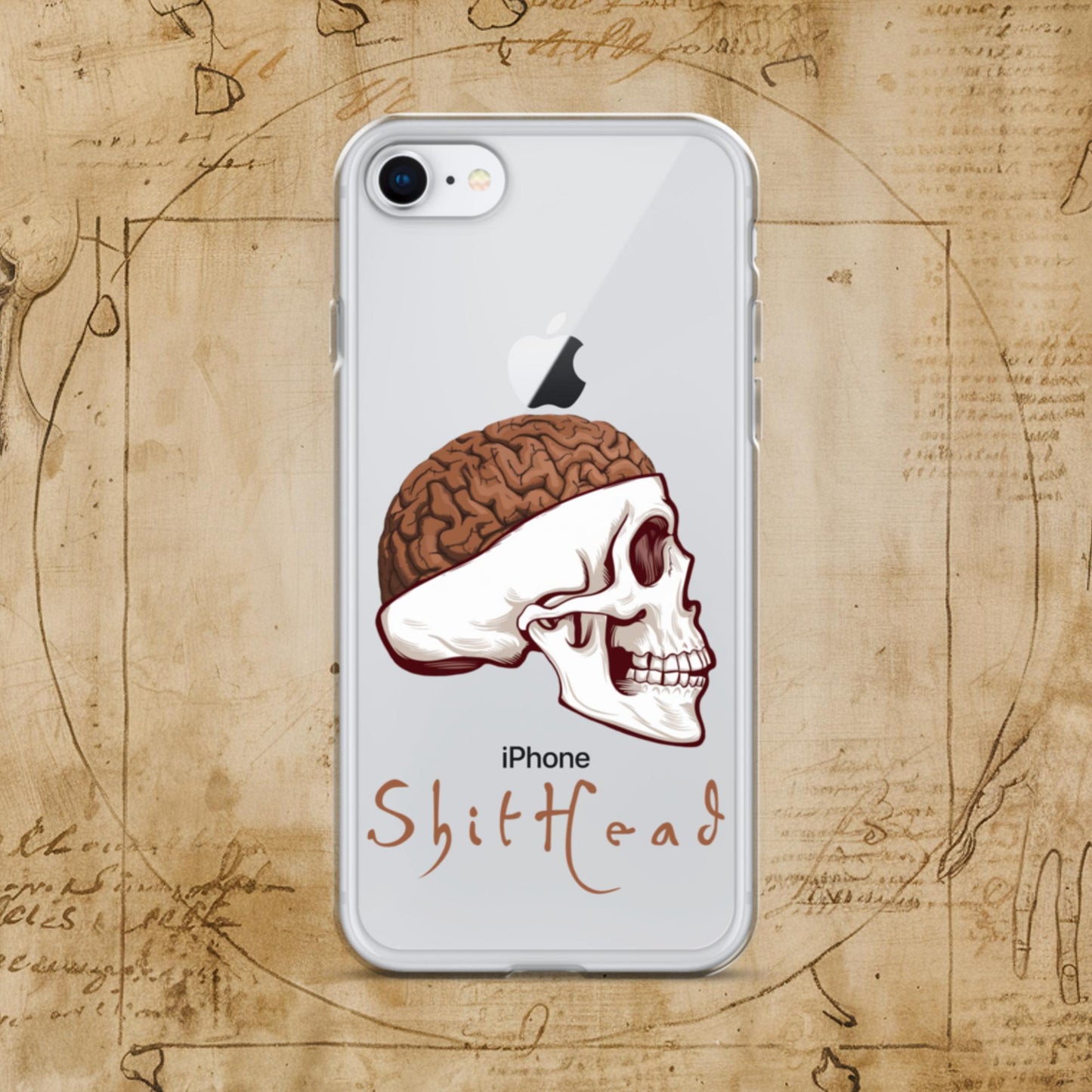 ShitHead Funny Leonardo da Vinci Drawing Clear Case for iPhone iPhone 7 8 Mobile Phone Cases Brains Feelings Leonardo da Vinci Life Next Cult Brand