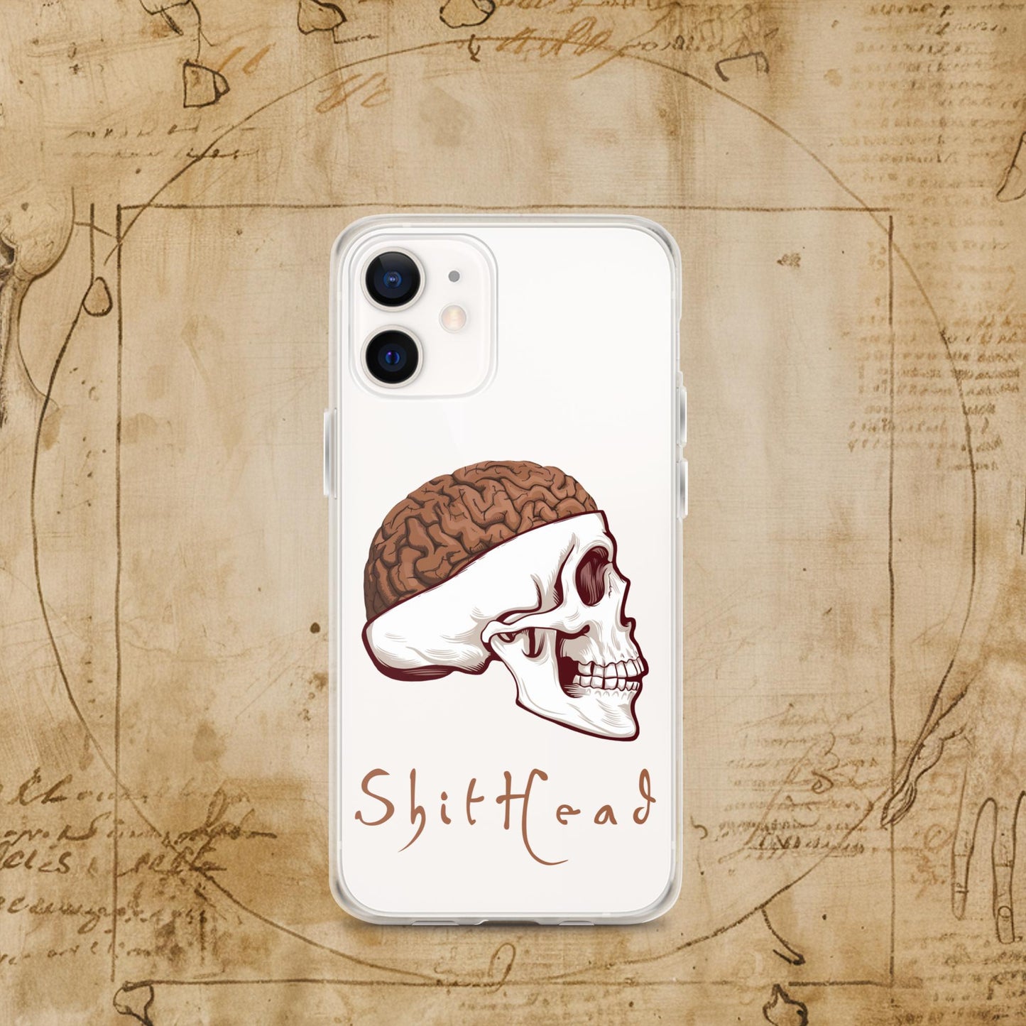 ShitHead Funny Leonardo da Vinci Drawing Clear Case for iPhone iPhone 12 mini Mobile Phone Cases Brains Feelings Leonardo da Vinci Life Next Cult Brand