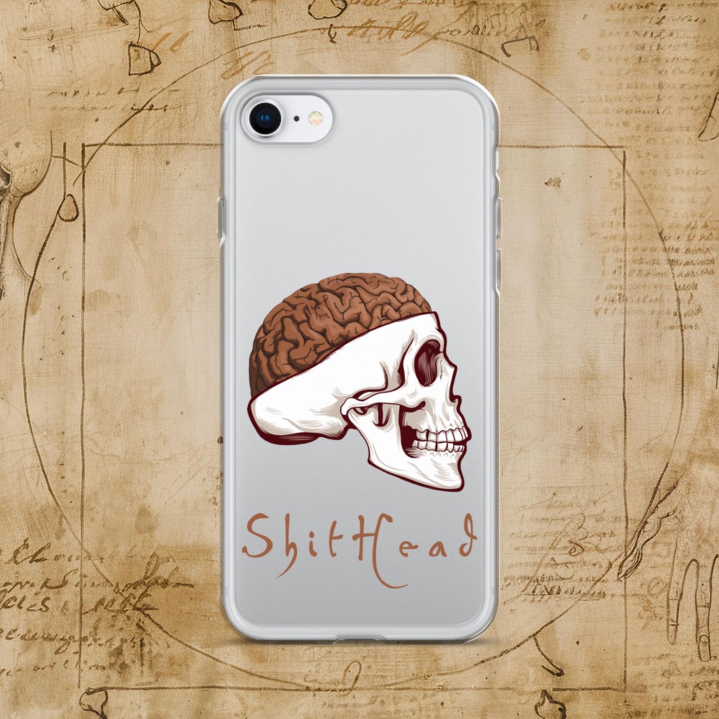ShitHead Funny Leonardo da Vinci Drawing Clear Case for iPhone iPhone SE Mobile Phone Cases Brains Feelings Leonardo da Vinci Life Next Cult Brand