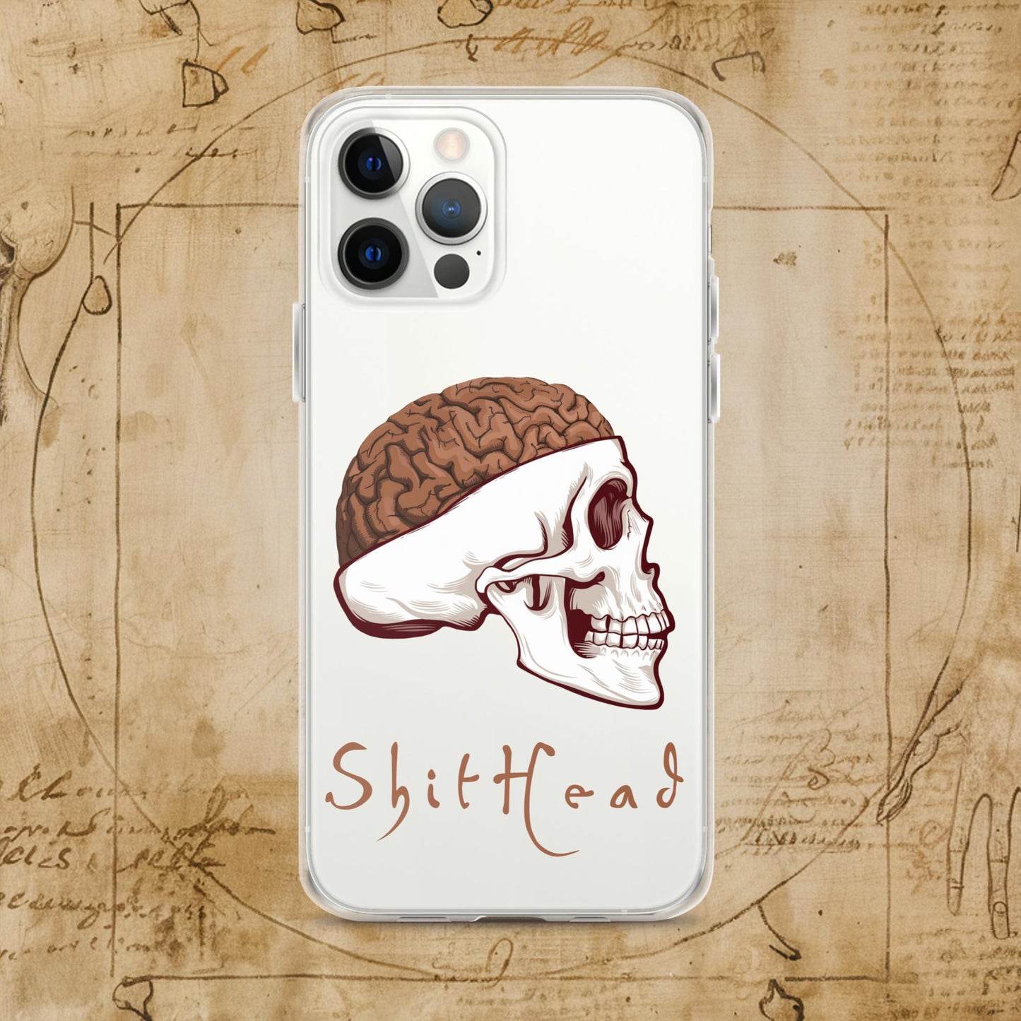 ShitHead Funny Leonardo da Vinci Drawing Clear Case for iPhone iPhone 12 Pro Max Mobile Phone Cases Brains Feelings Leonardo da Vinci Life Next Cult Brand