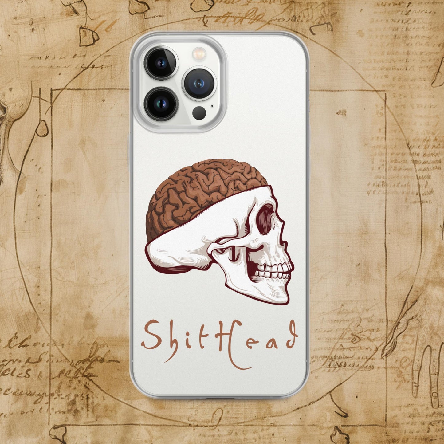 ShitHead Funny Leonardo da Vinci Drawing Clear Case for iPhone iPhone 13 Pro Max Mobile Phone Cases Brains Feelings Leonardo da Vinci Life Next Cult Brand