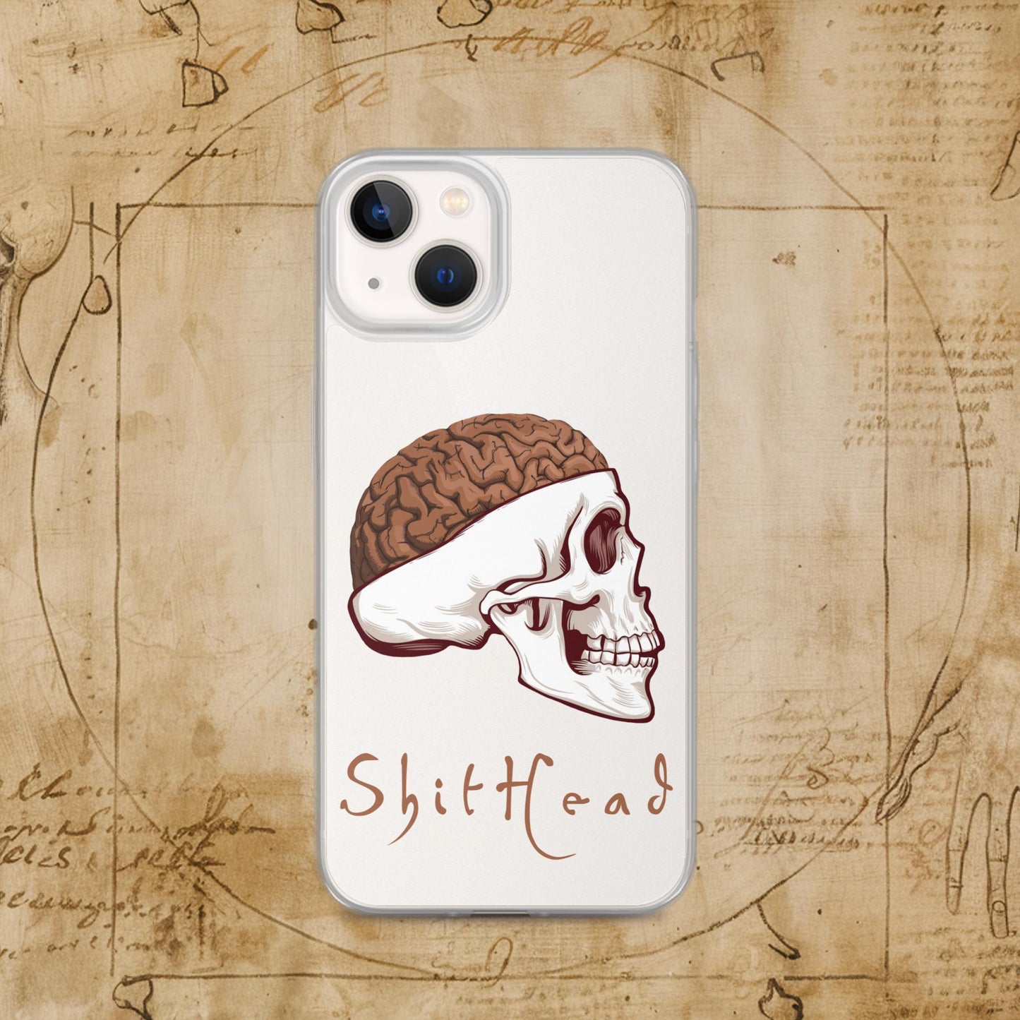 ShitHead Funny Leonardo da Vinci Drawing Clear Case for iPhone iPhone 13 Mobile Phone Cases Brains Feelings Leonardo da Vinci Life Next Cult Brand