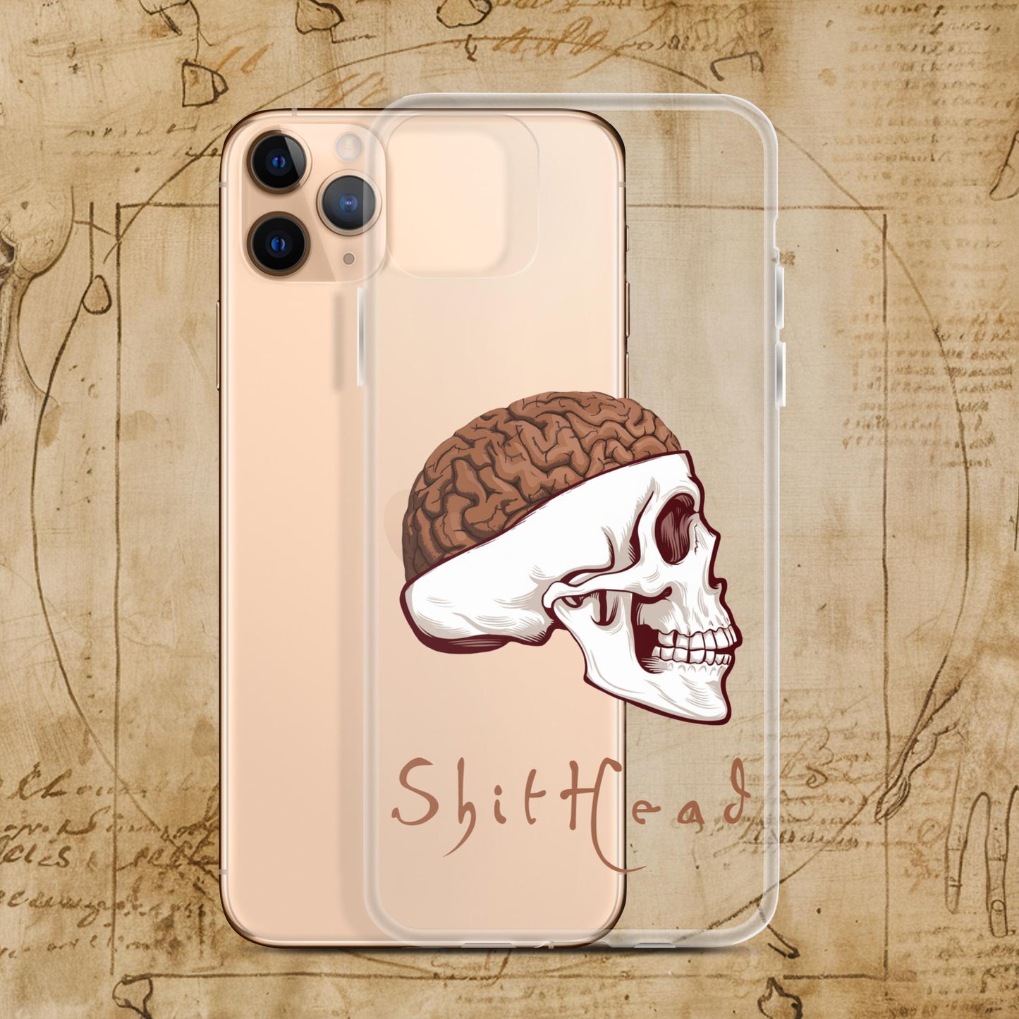 ShitHead Funny Leonardo da Vinci Drawing Clear Case for iPhone iPhone 11 Pro Max Mobile Phone Cases Brains Feelings Leonardo da Vinci Life Next Cult Brand