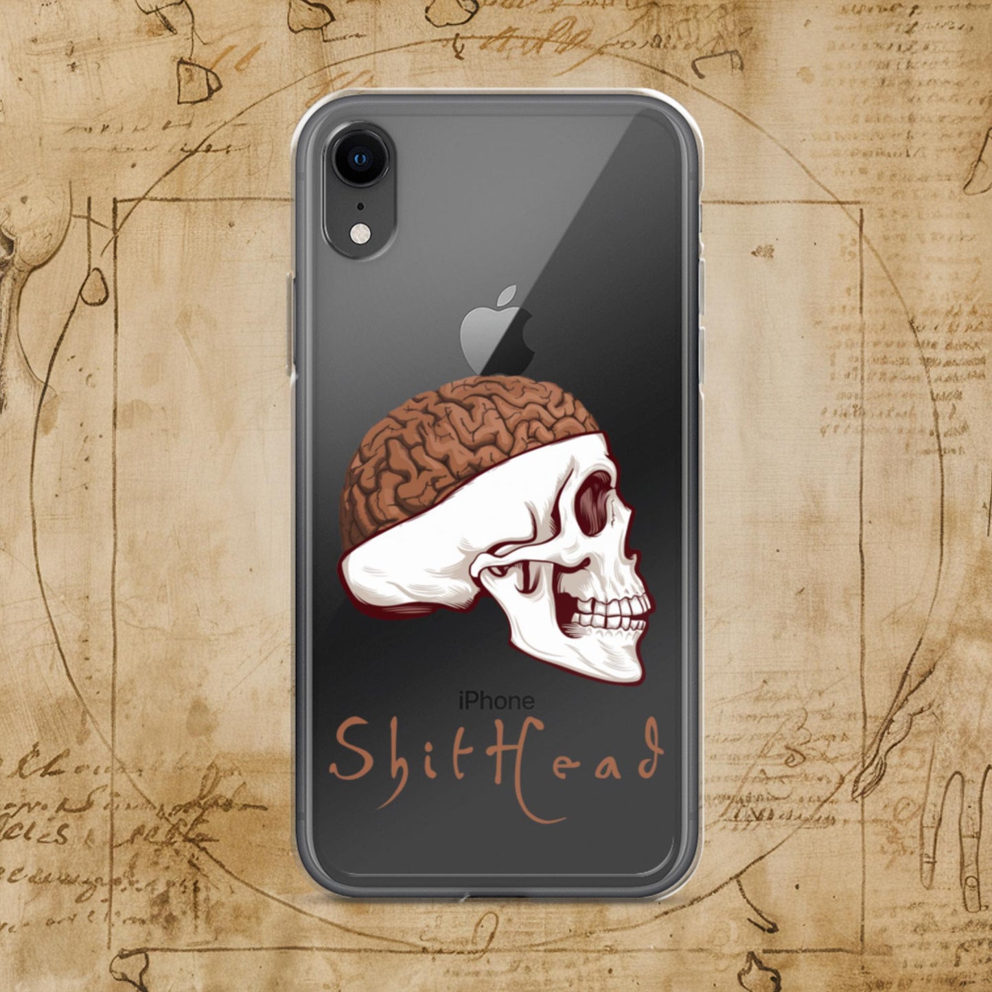 ShitHead Funny Leonardo da Vinci Drawing Clear Case for iPhone iPhone XR Mobile Phone Cases Brains Feelings Leonardo da Vinci Life Next Cult Brand