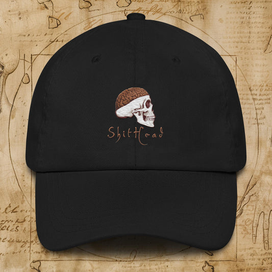 ShitHead Funny Leonardo da Vinci Drawing Dad hat Black Hats Brains Feelings Leonardo da Vinci Life Next Cult Brand