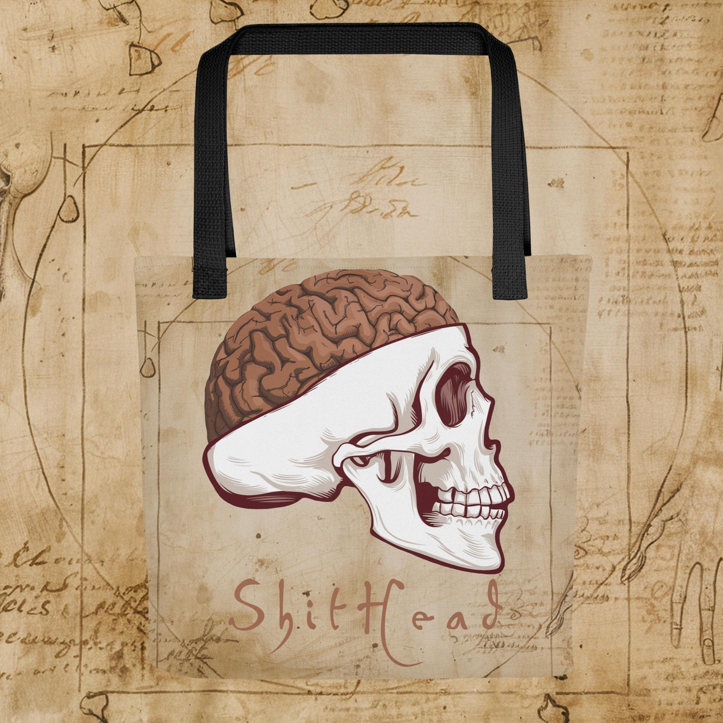 ShitHead Funny Leonardo da Vinci Drawing Tote bag Default Title Bags Brains Feelings Leonardo da Vinci Life Next Cult Brand