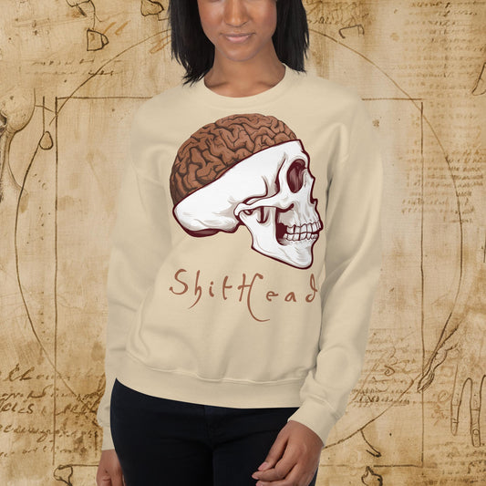 ShitHead Funny Leonardo da Vinci Drawing Unisex Sweatshirt Sand Sweatshirts Brains Feelings Leonardo da Vinci Life Next Cult Brand