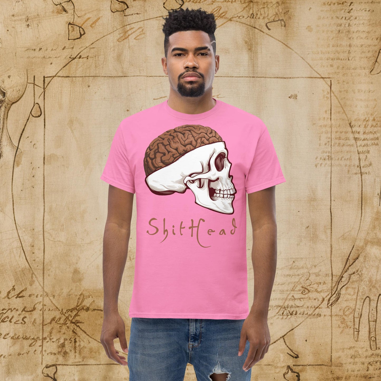 ShitHead Funny Leonardo da Vinci Drawing Unisex tee Azalea T-shirts Brains Feelings Leonardo da Vinci Life Next Cult Brand