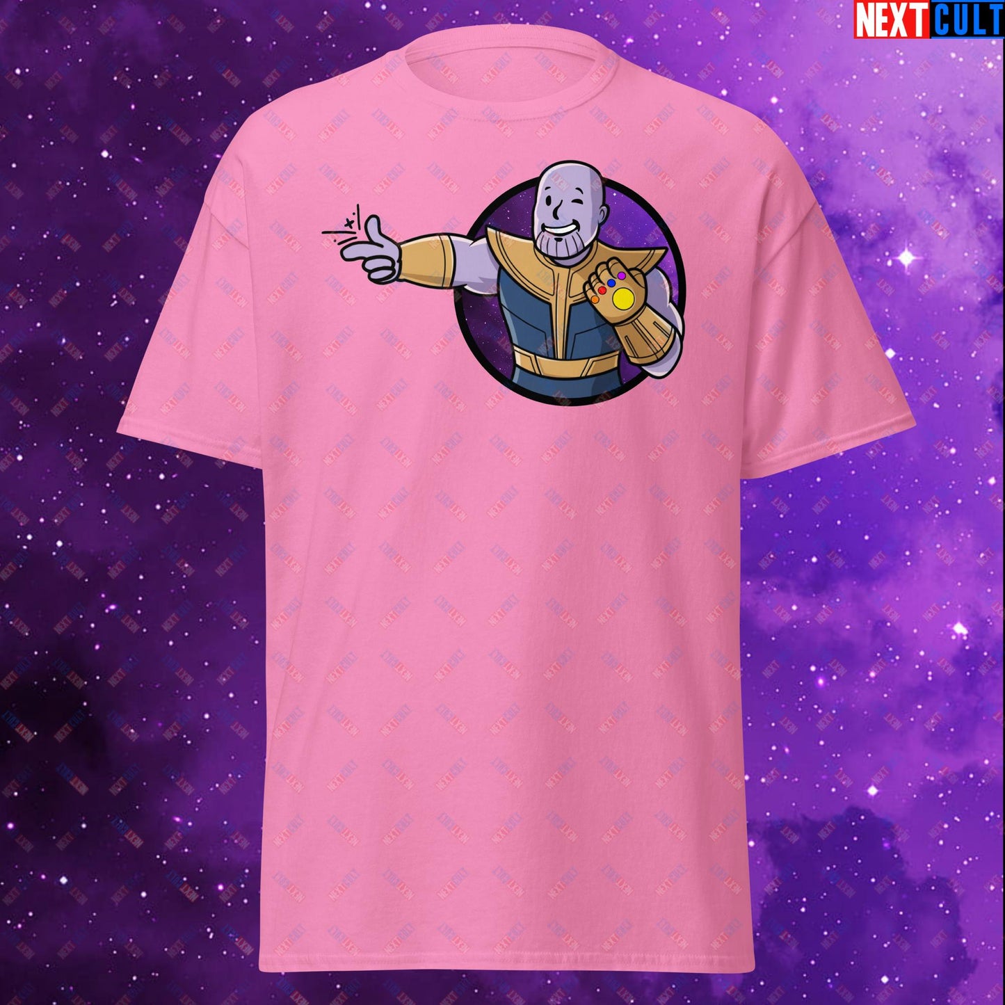 Snap Boy Thanos Vault Boy Fallout Funny Meme Cartoon Mashup Unisex tee Azalea T-shirts Fallout Movies Superheroes Thanos Vault Boy Next Cult Brand