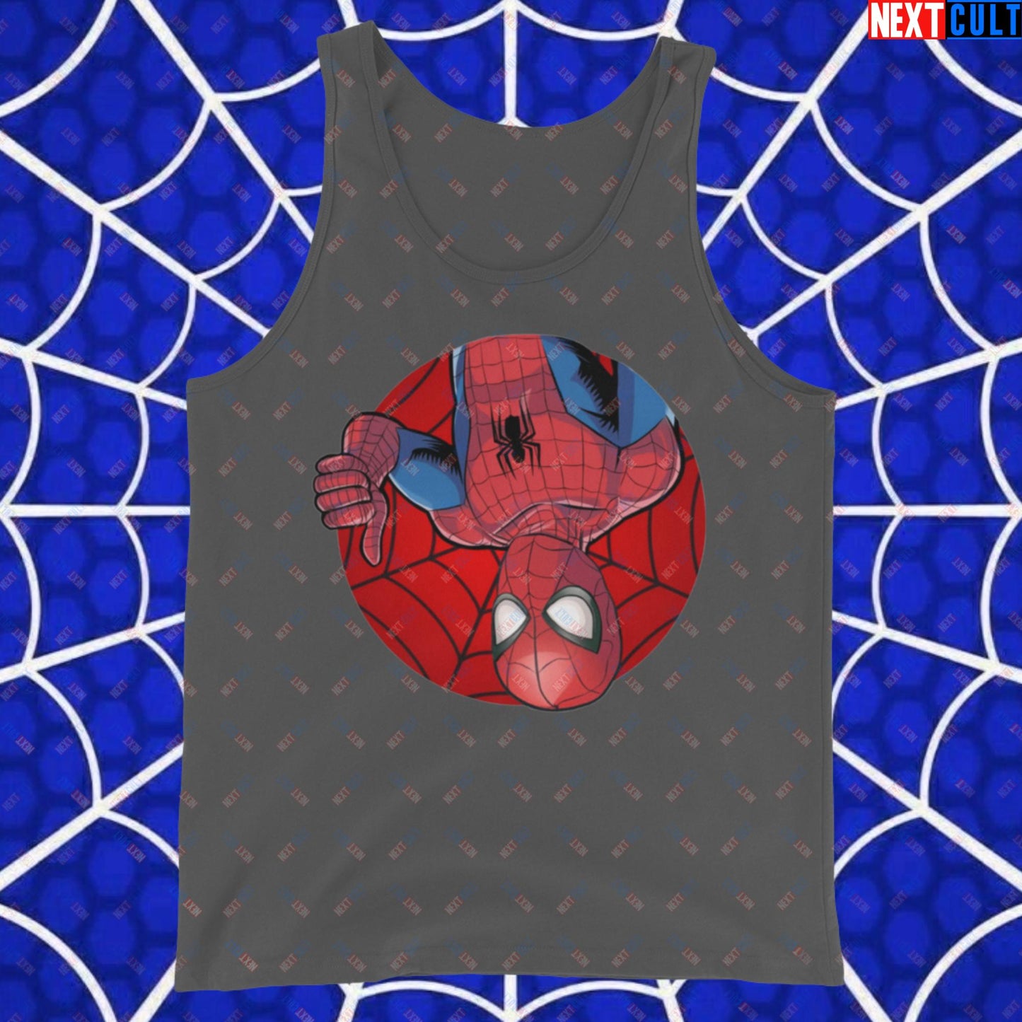 Spider Boy Vault Boy Fallout Funny Meme Cartoon Mashup Tank Top Asphalt Tank Tops Avengers Fallout Movies Spiderman Superheroes Vault Boy Next Cult Brand