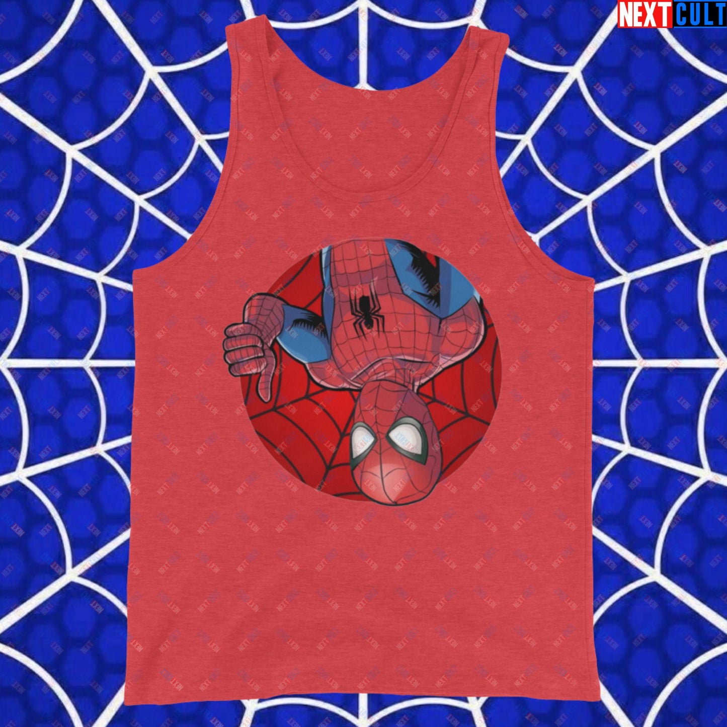 Spider Boy Vault Boy Fallout Funny Meme Cartoon Mashup Tank Top Red Triblend Tank Tops Avengers Fallout Movies Spiderman Superheroes Vault Boy Next Cult Brand