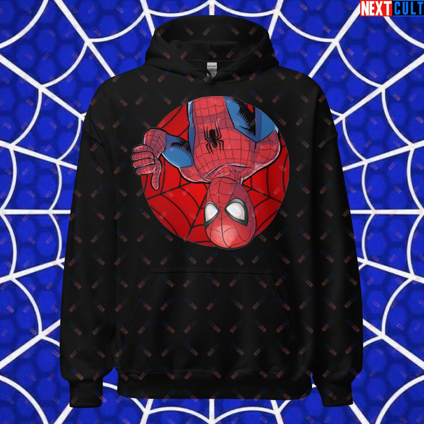 Spider Boy Vault Boy Fallout Funny Meme Cartoon Mashup Unisex Hoodie Black Hoodies Avengers Fallout Movies Spiderman Superheroes Vault Boy Next Cult Brand