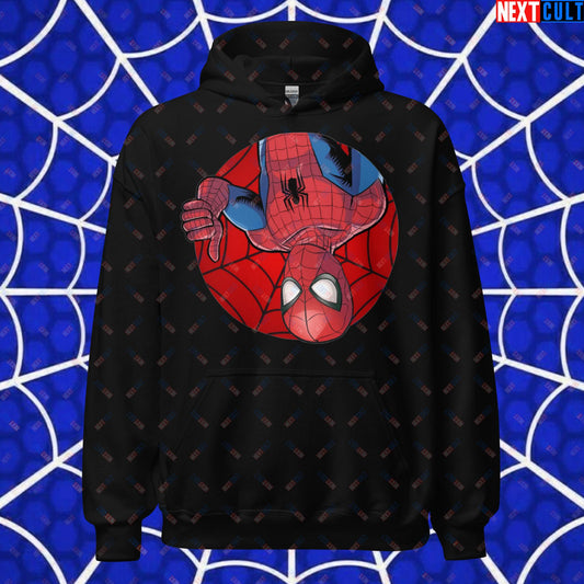 Spider Boy Vault Boy Fallout Funny Meme Cartoon Mashup Unisex Hoodie Black Hoodies Avengers Fallout Movies Spiderman Superheroes Vault Boy Next Cult Brand