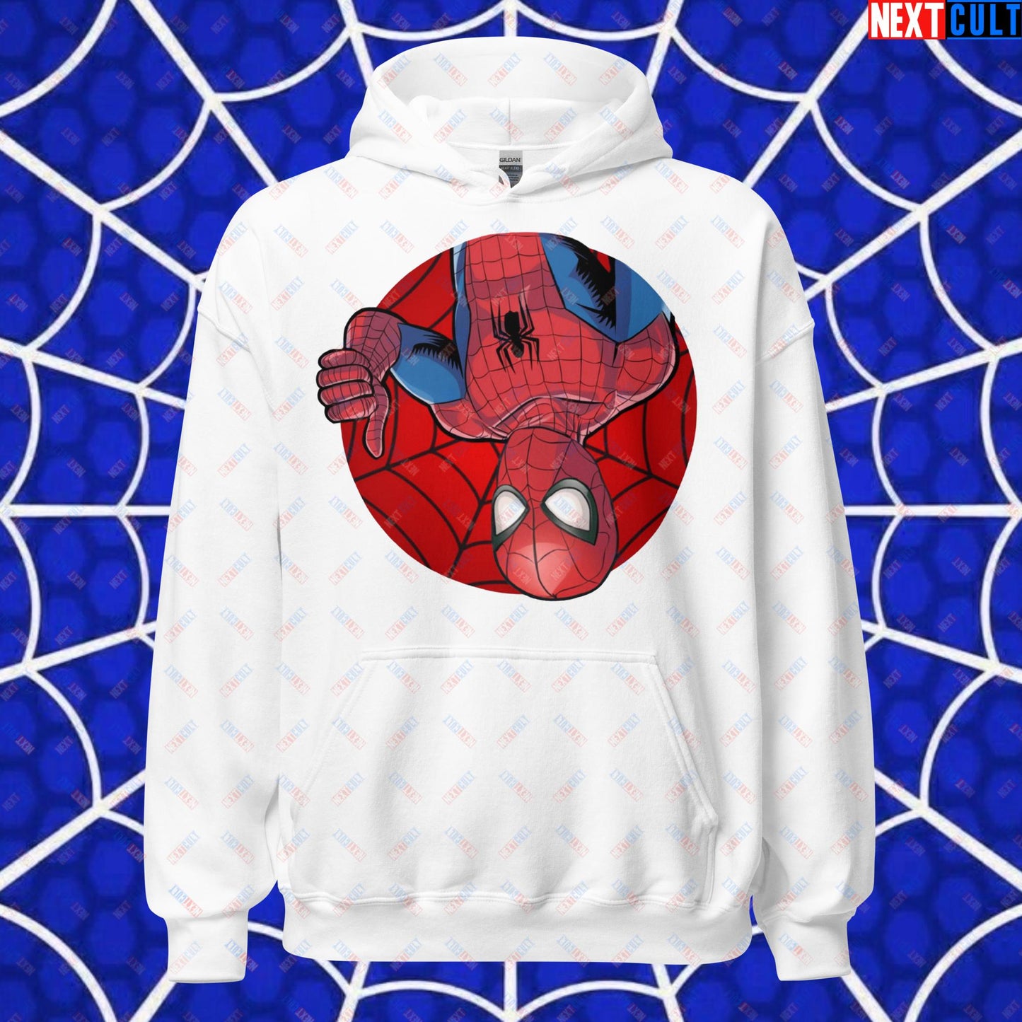 Spider Boy Vault Boy Fallout Funny Meme Cartoon Mashup Unisex Hoodie White Hoodies Avengers Fallout Movies Spiderman Superheroes Vault Boy Next Cult Brand