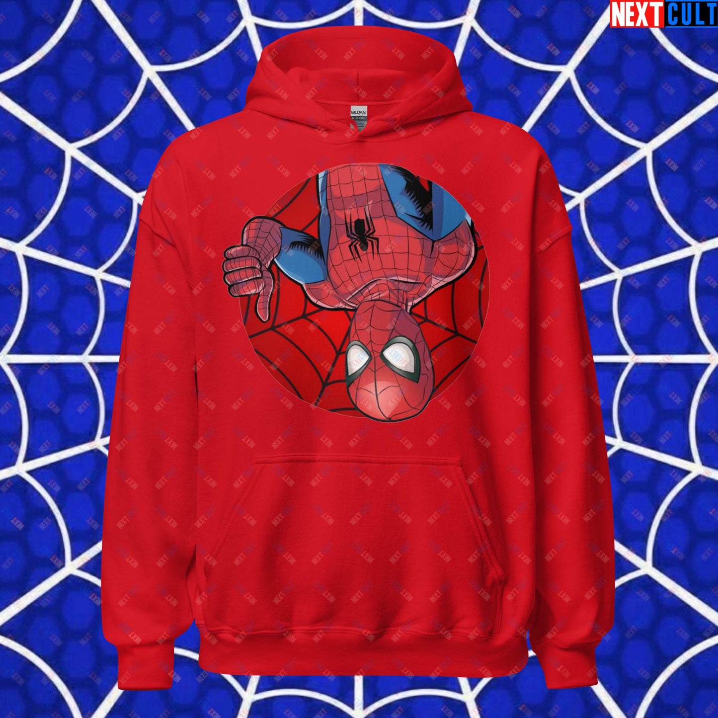 Spider Boy Vault Boy Fallout Funny Meme Cartoon Mashup Unisex Hoodie Red Hoodies Avengers Fallout Movies Spiderman Superheroes Vault Boy Next Cult Brand