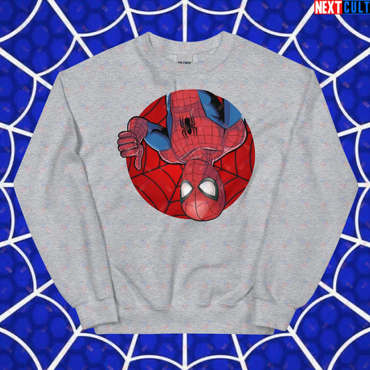 Spider Boy Vault Boy Fallout Funny Meme Cartoon Mashup Unisex Sweatshirt Sport Grey Sweatshirts Avengers Fallout Movies Spiderman Superheroes Vault Boy Next Cult Brand