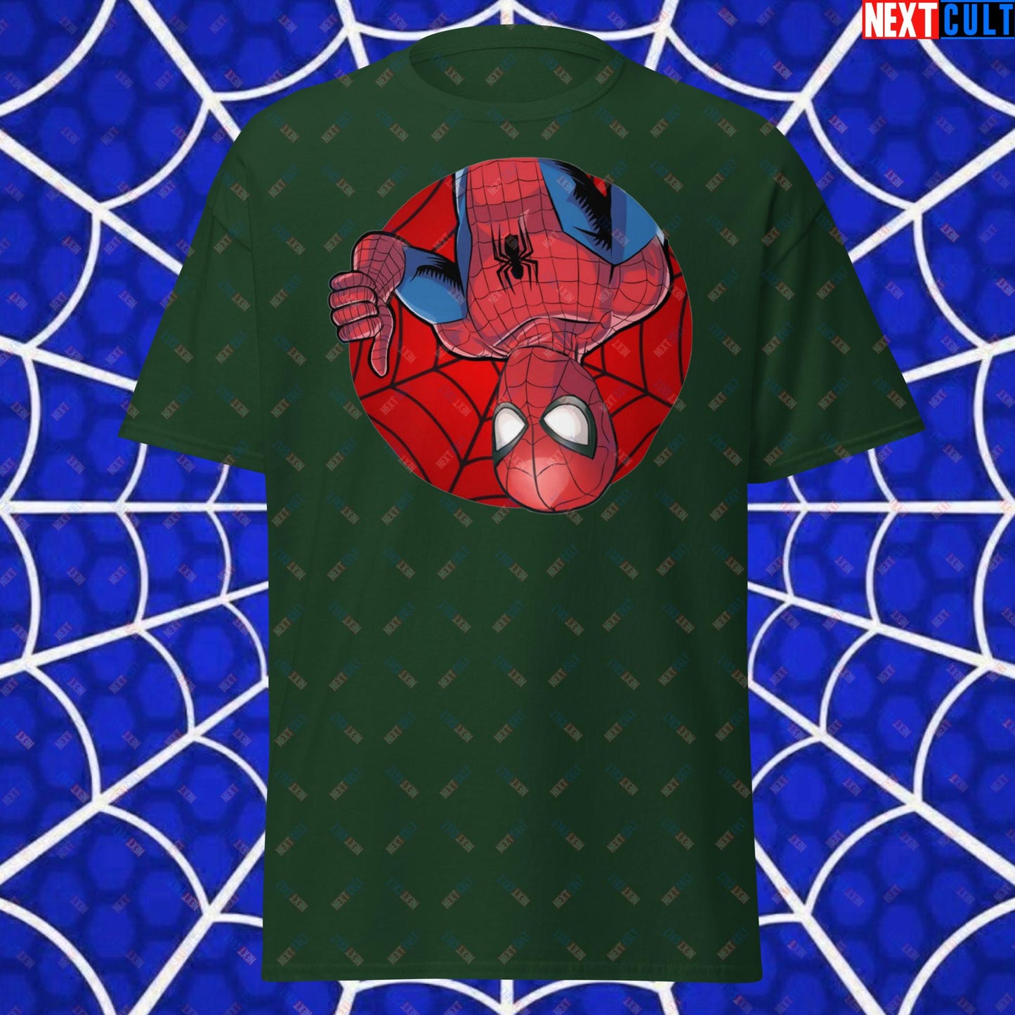 Spider Boy Vault Boy Fallout Funny Meme Cartoon Mashup Unisex classic tee Forest Green T-shirts Avengers Fallout Movies Spiderman Superheroes Vault Boy Next Cult Brand