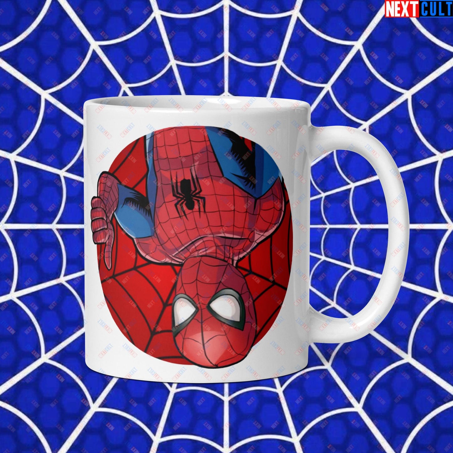 Spider Boy Vault Boy Fallout Funny Meme Cartoon Mashup White glossy mug Default Title Mugs Avengers Fallout Movies Spiderman Superheroes Vault Boy Next Cult Brand