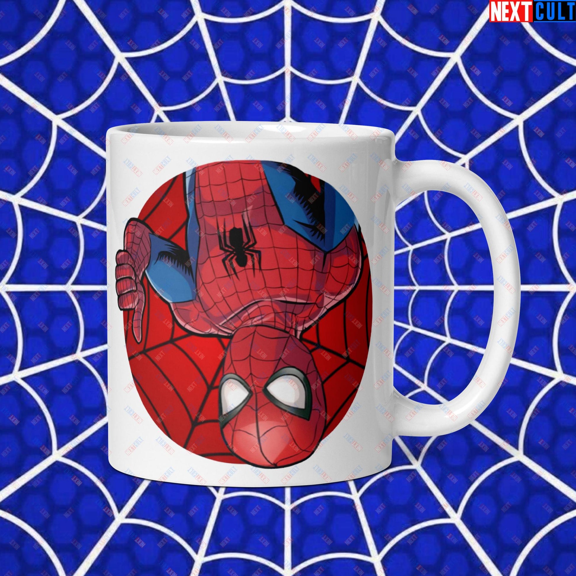 Spider Boy Vault Boy Fallout Funny Meme Cartoon Mashup White glossy mug Default Title Mugs Avengers Fallout Movies Spiderman Superheroes Vault Boy Next Cult Brand