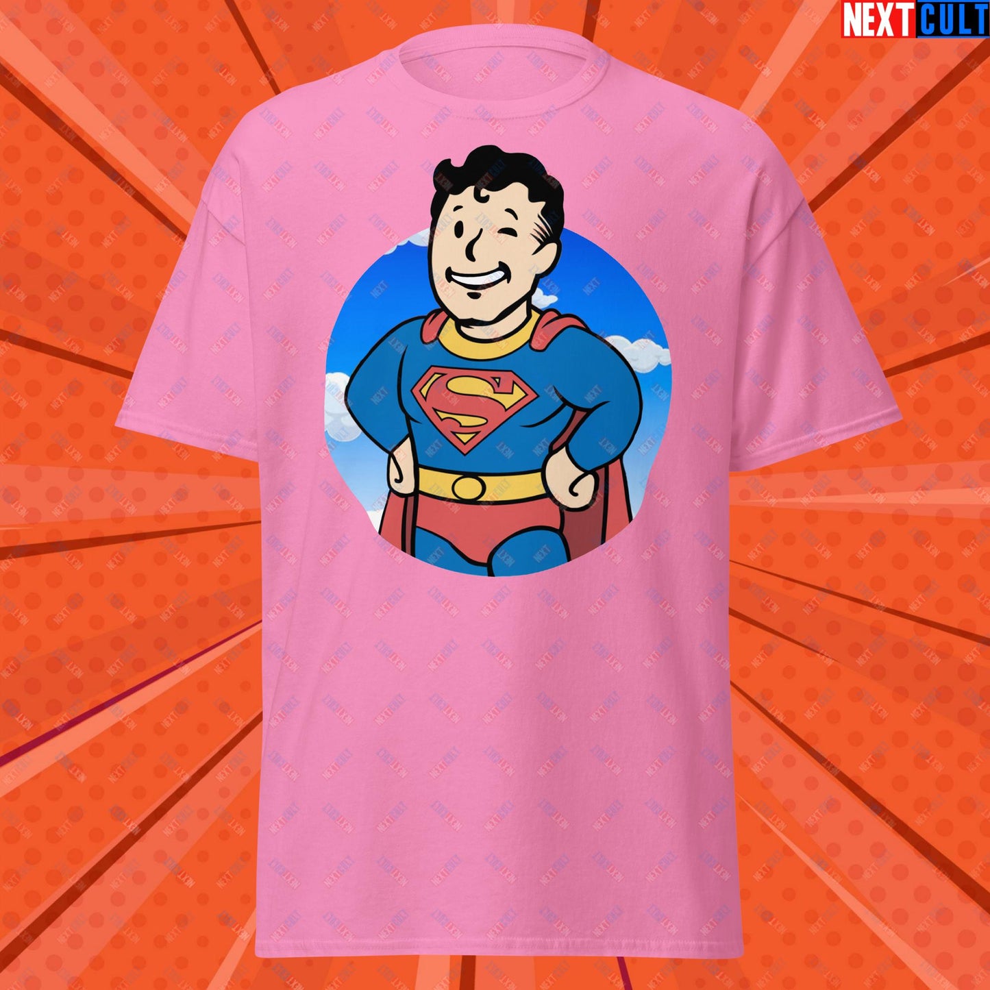 Super Boy Superman Vault Boy Fallout Funny Meme Cartoon Mashup Unisex classic tee Azalea T-shirts Fallout Henry Cavill Justice League Movies Superheroes Superman Vault Boy Next Cult Brand