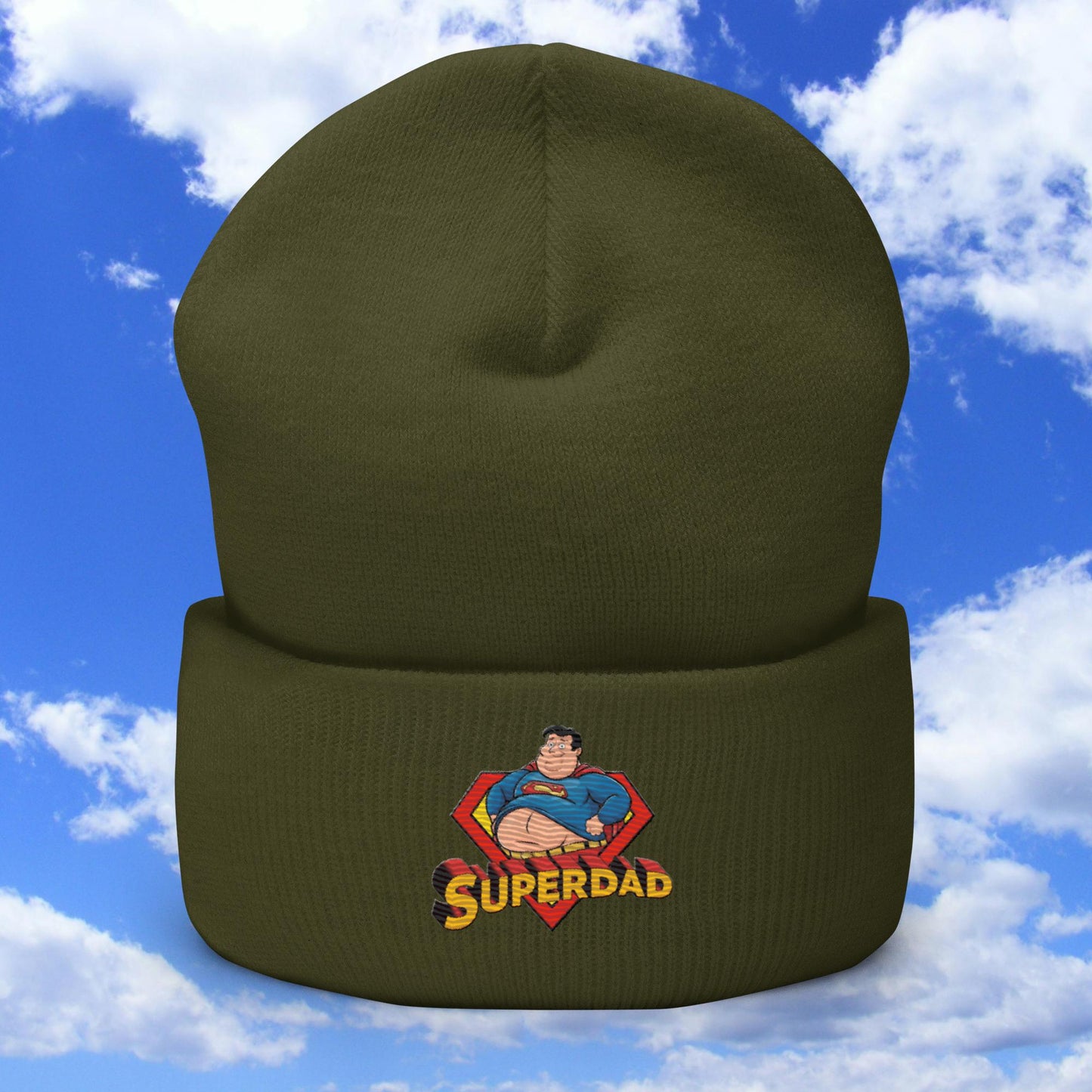 Superdad Father Fat Superhero Cuffed Beanie Olive Hats Justice League Movies Superheroes Superman Next Cult Brand