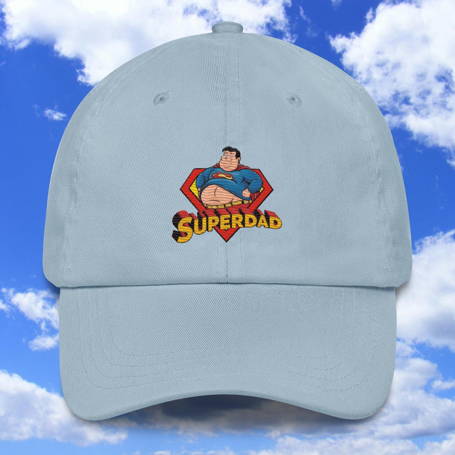 Superdad Father Fat Superhero Dad hat Light Blue Hats Justice League Movies Superheroes Superman Next Cult Brand