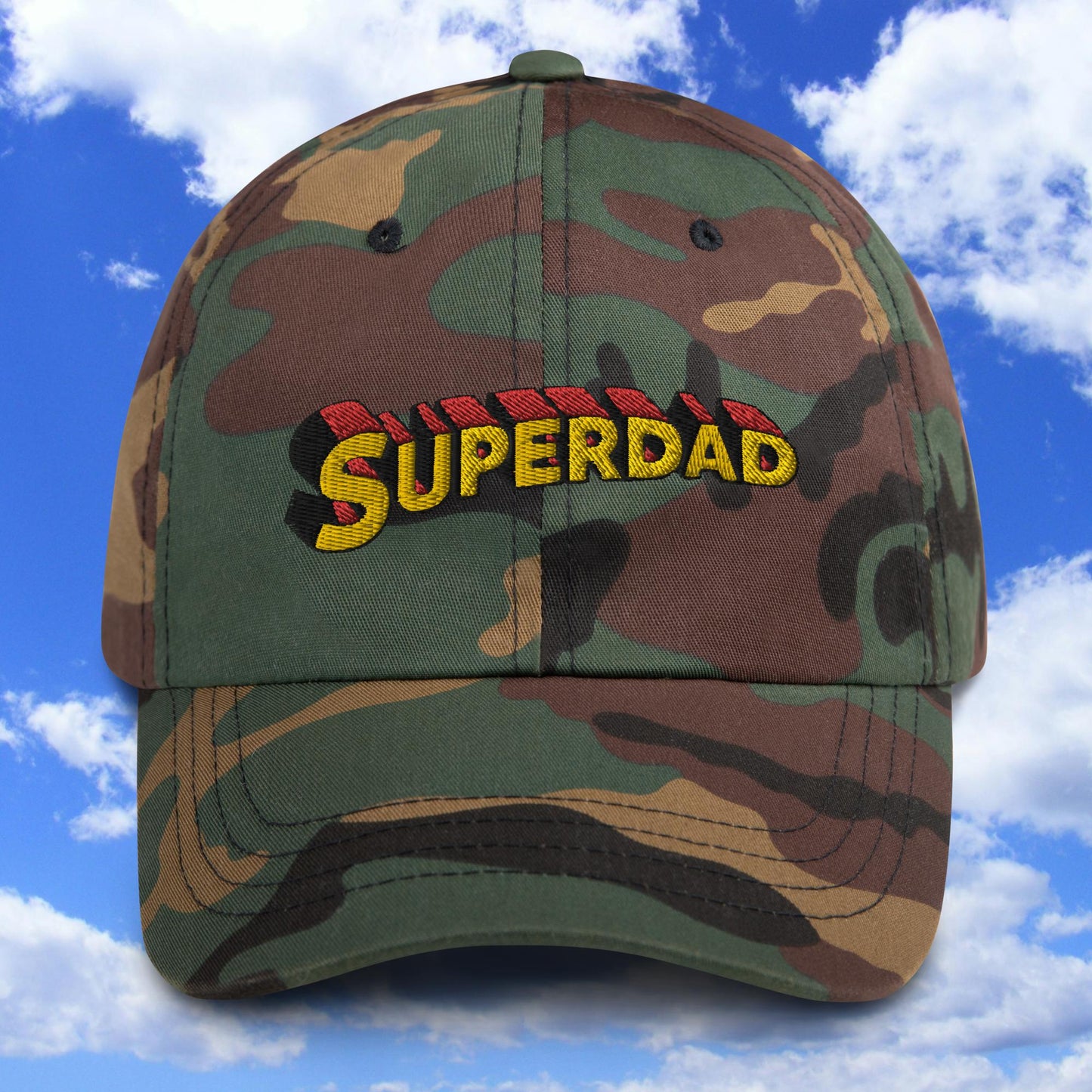 Superdad Father Superhero Dad hat Green Camo Hats Justice League Movies Superheroes Superman Next Cult Brand